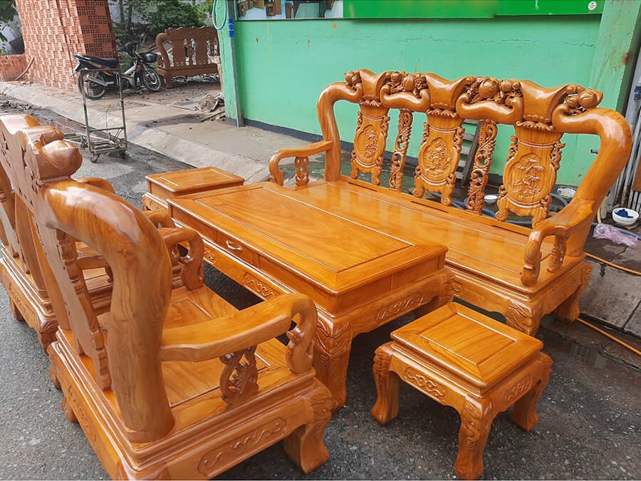 Bộ Salon gỗ Gõ đỏ 6 món tay 13